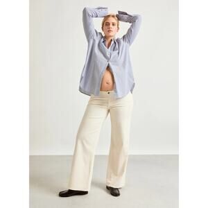 Hatch Wide Leg Maternity Jeans Womens 30 Ivory Under Belly Relaxed Denim Casual